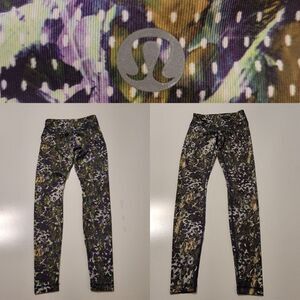 LULULEMON 4 WUNDER UNDER 30" PURPLE FLORAL LEGGINGS SMALL